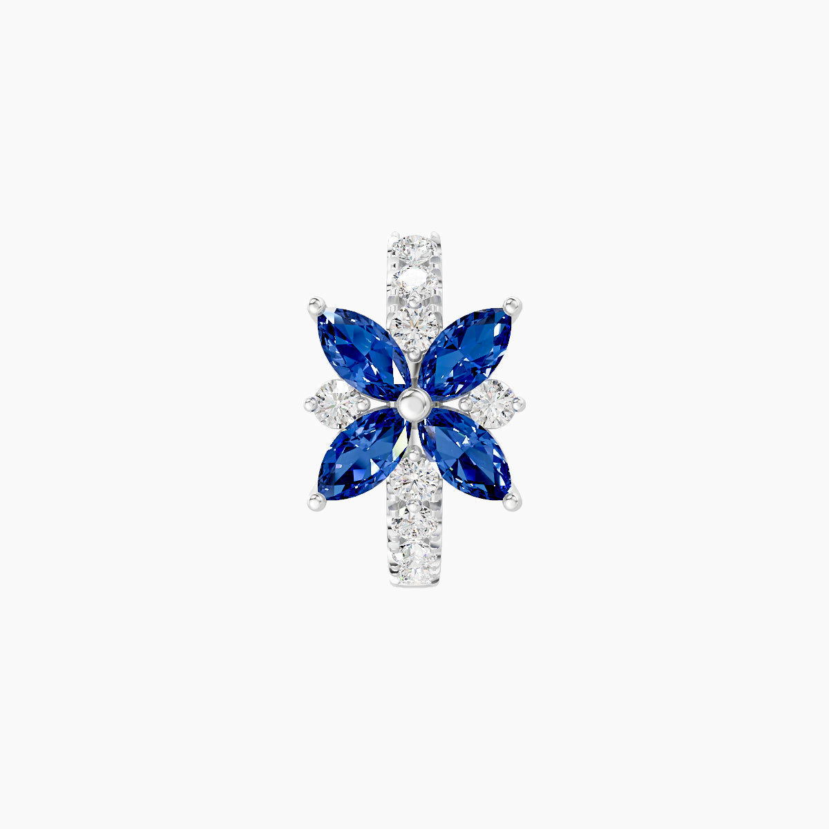 Aurore | 18k White Gold 6.5 mm Flower Sapphire & Diamond Hoop Piercing