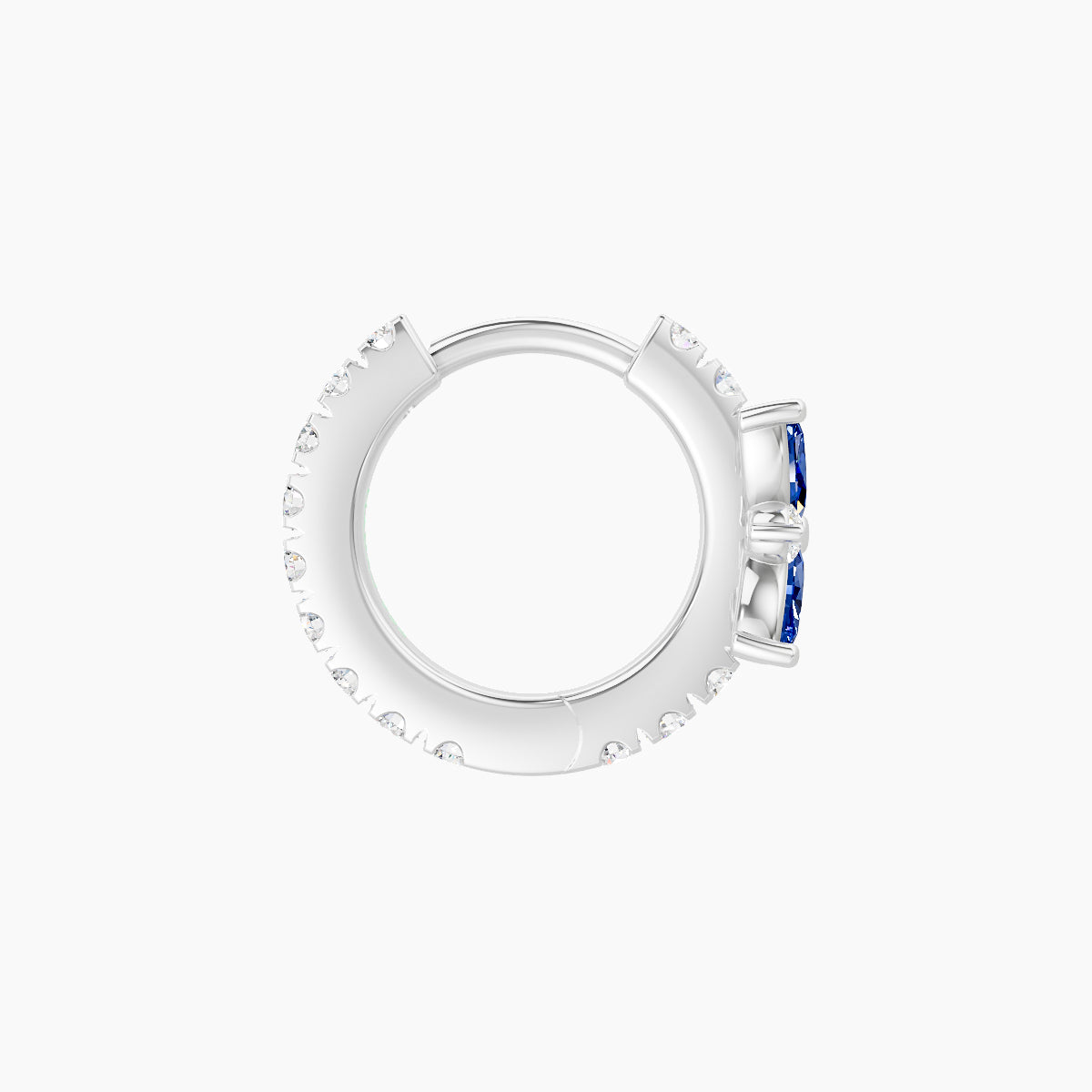 Aurore | 18k White Gold 6.5 mm Flower Sapphire & Diamond Hoop Piercing