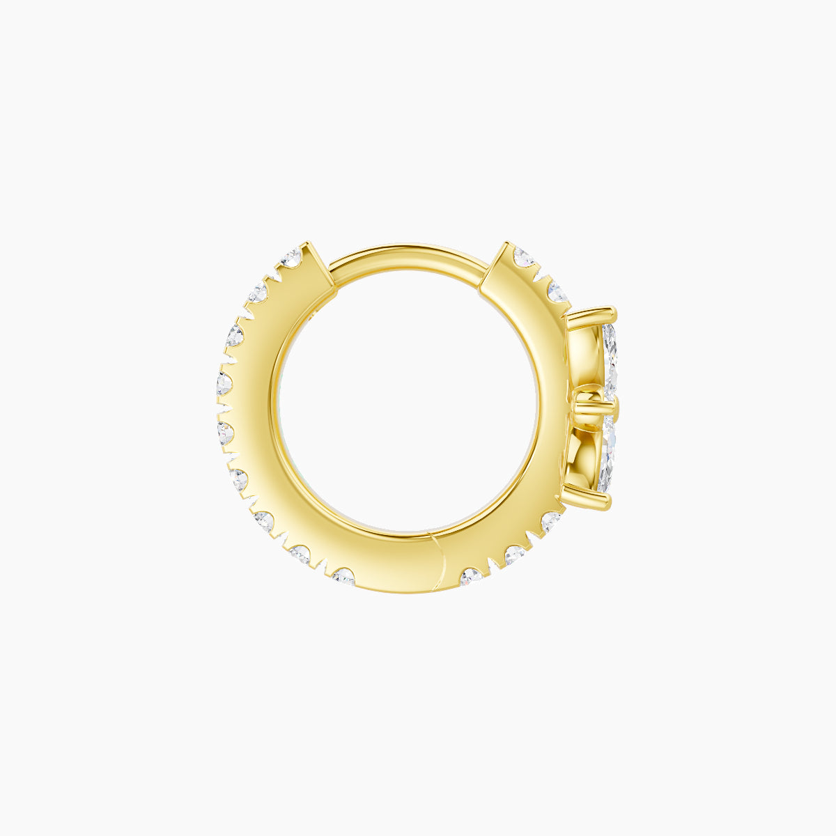 Aurore | 18k Yellow Gold 6.5 mm Flower Diamond Hoop Piercing