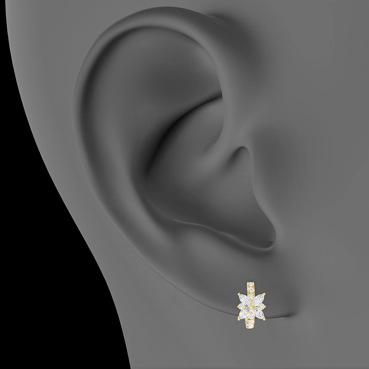 Aurore | 18k Yellow Gold 6.5 mm Flower Diamond Hoop Piercing