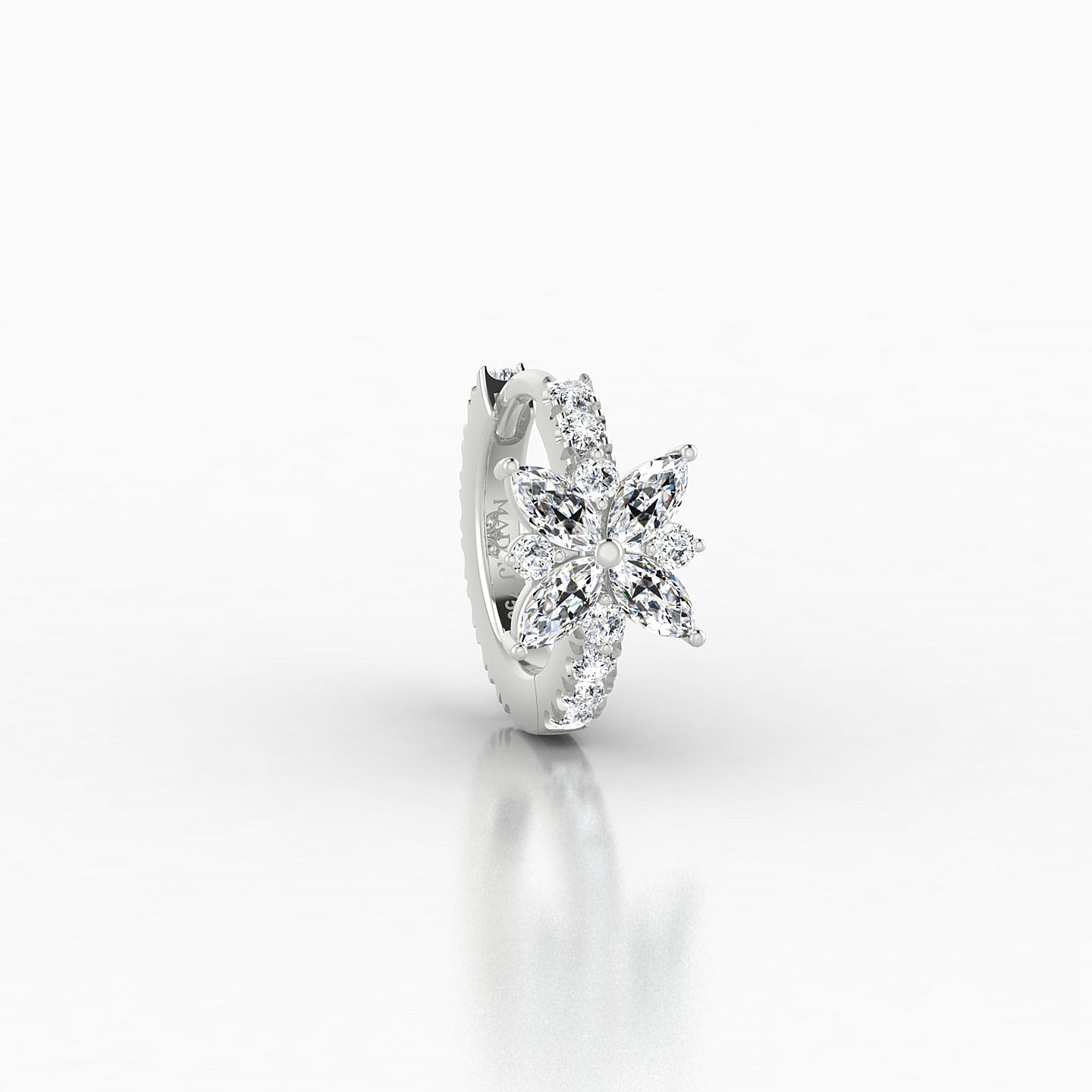 Aurore | 18k White Gold 6.5 mm Flower Diamond Hoop Piercing