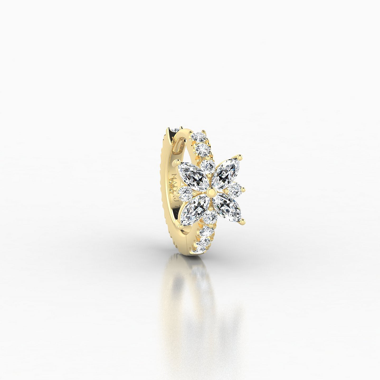 Aurore | 18k Yellow Gold 6.5 mm Flower Diamond Hoop Piercing