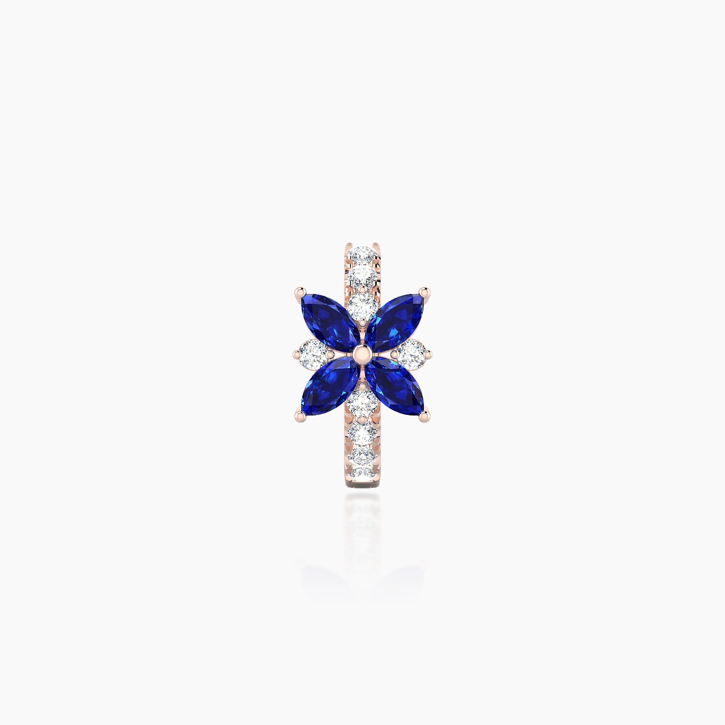 Aurore | 18k Rose Gold 6.5 mm Flower Sapphire & Diamond Hoop Piercing