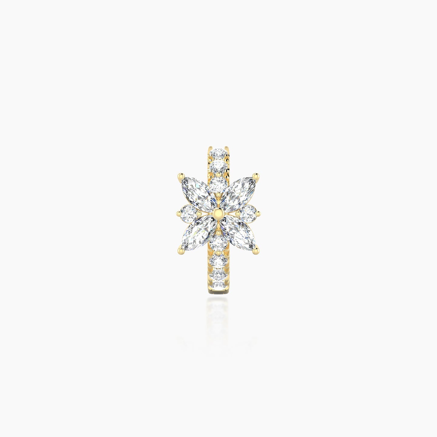 Aurore | 18k Yellow Gold 6.5 mm Flower Diamond Hoop Piercing