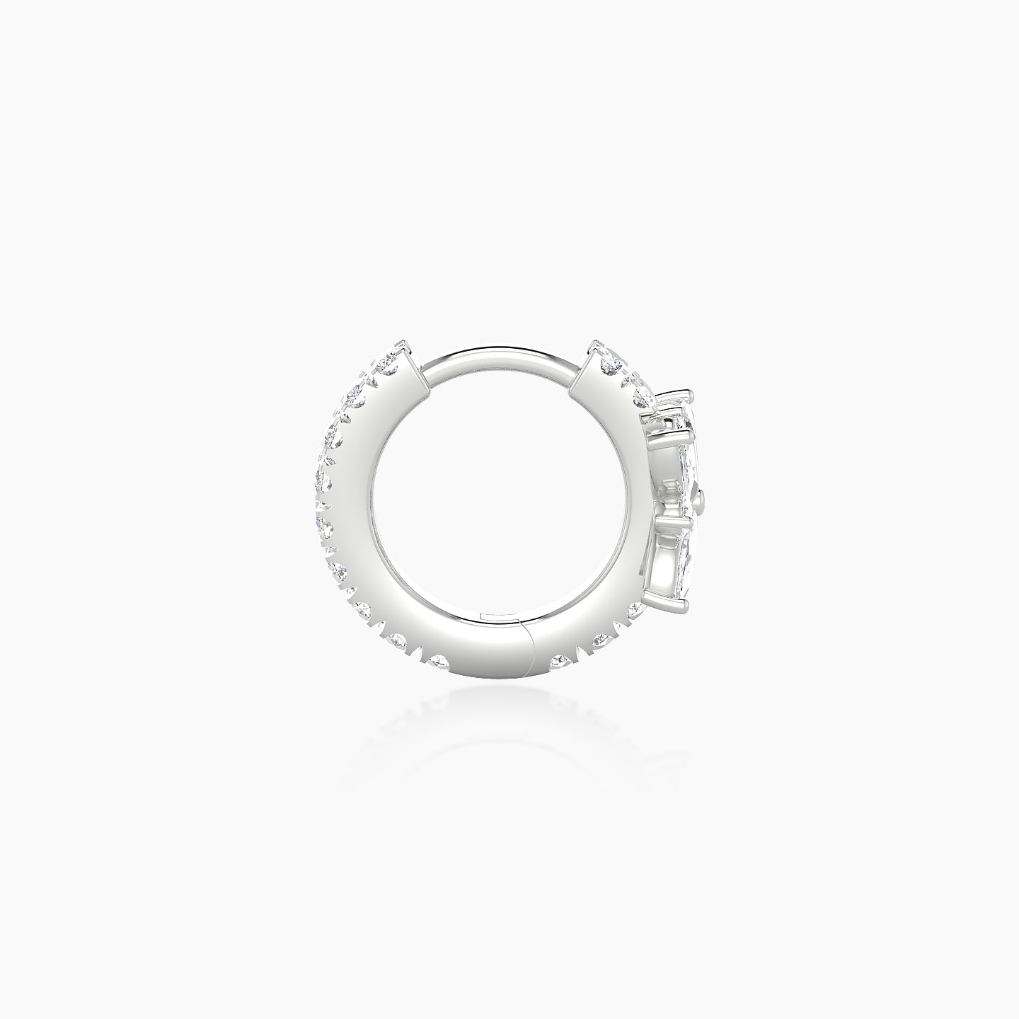 Aurore | 18k White Gold 6.5 mm Flower Diamond Hoop Piercing