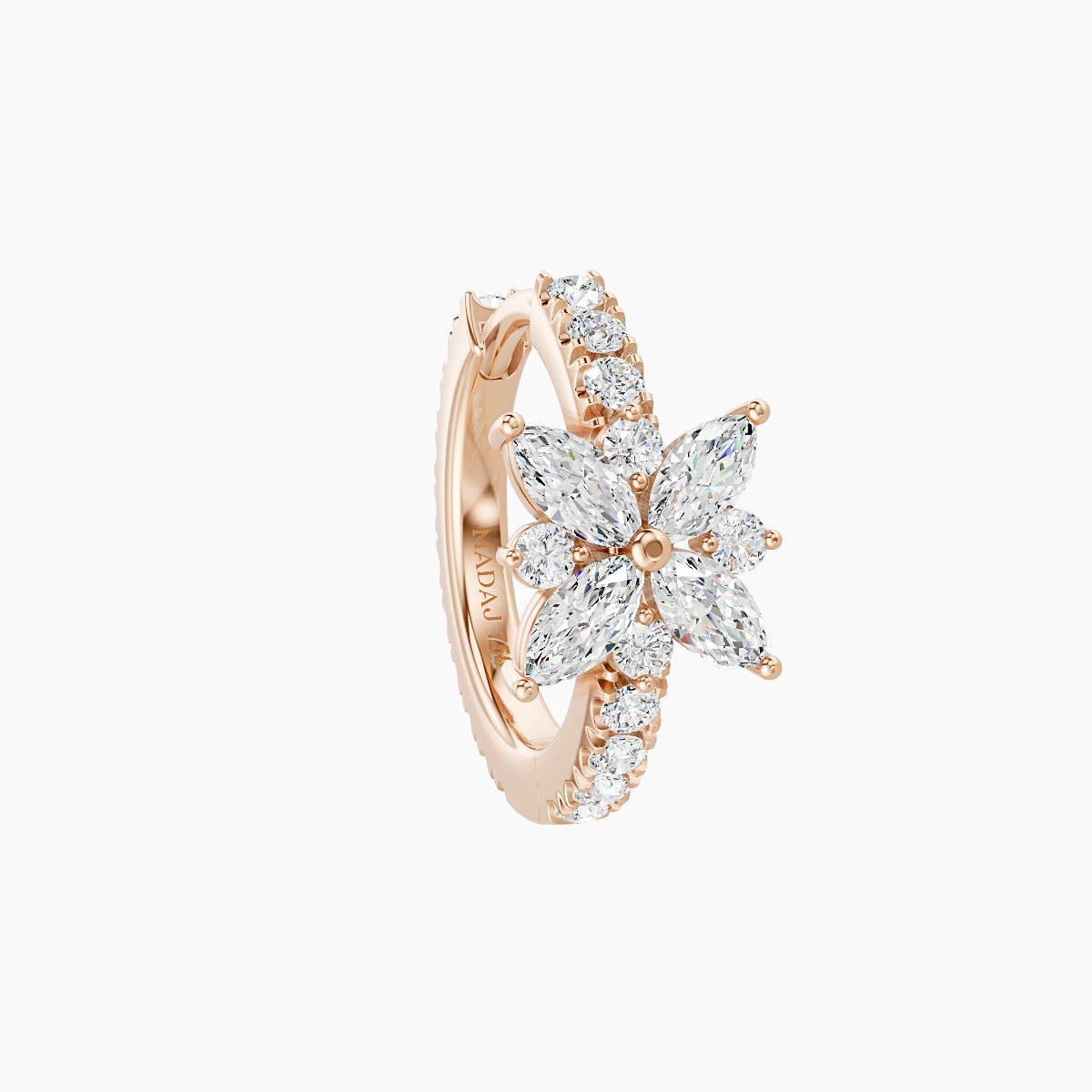 Aurore | 18k Rose Gold 8 mm Flower Diamond Hoop Piercing