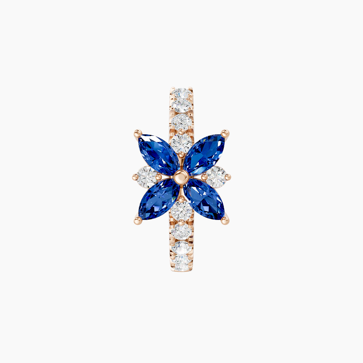 Aurore | 18k Rose Gold 8 mm Flower Sapphire & Diamond Hoop Piercing