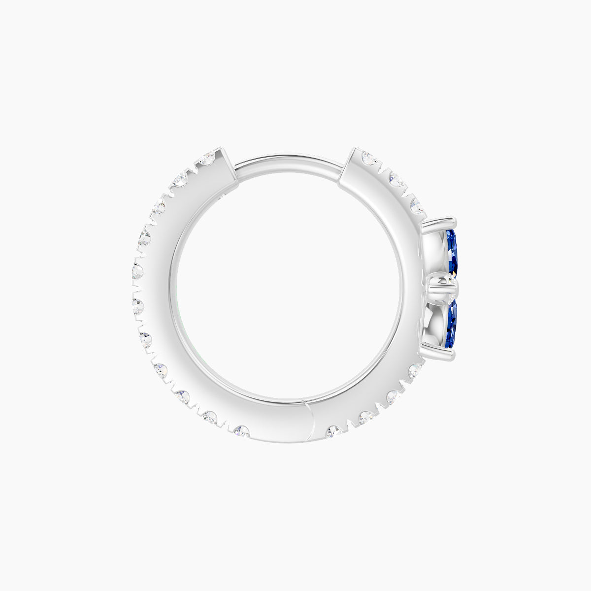 Aurore | 18k White Gold 8 mm Flower Sapphire & Diamond Hoop Piercing
