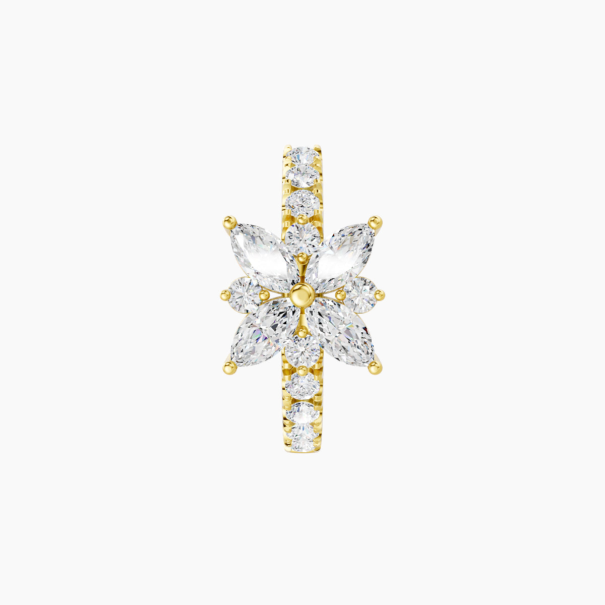 Aurore | 18k Yellow Gold 8 mm Flower Diamond Hoop Piercing