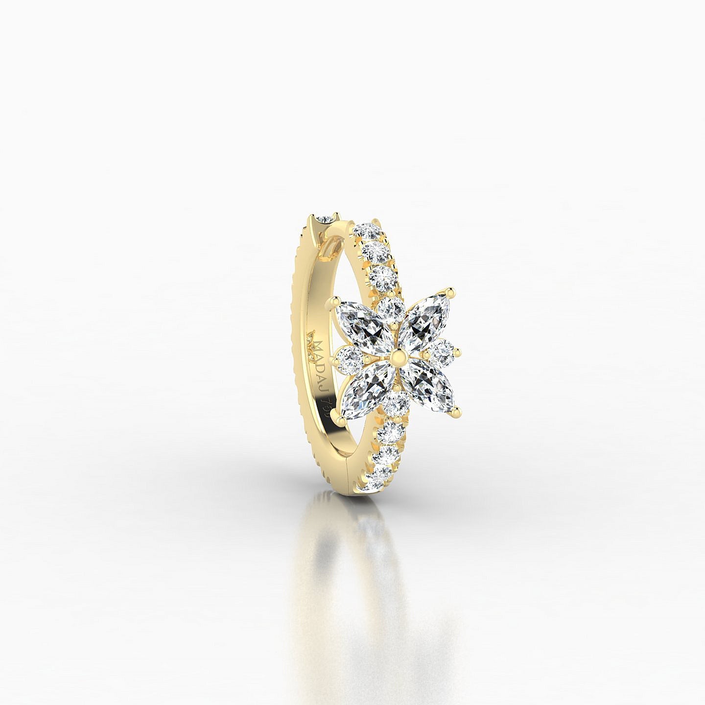 Aurore | 18k Yellow Gold 8 mm Flower Diamond Hoop Piercing