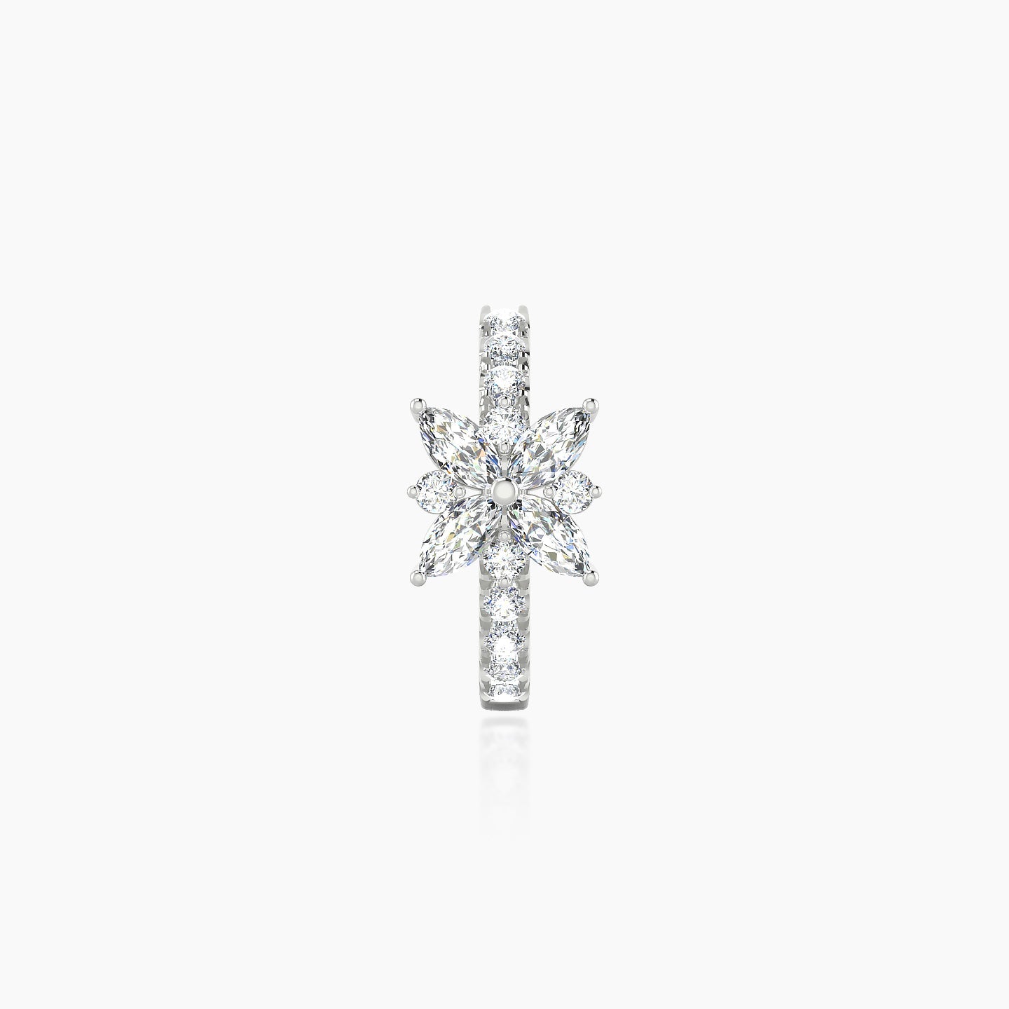Aurore | 18k White Gold 8 mm Flower Diamond Hoop Piercing
