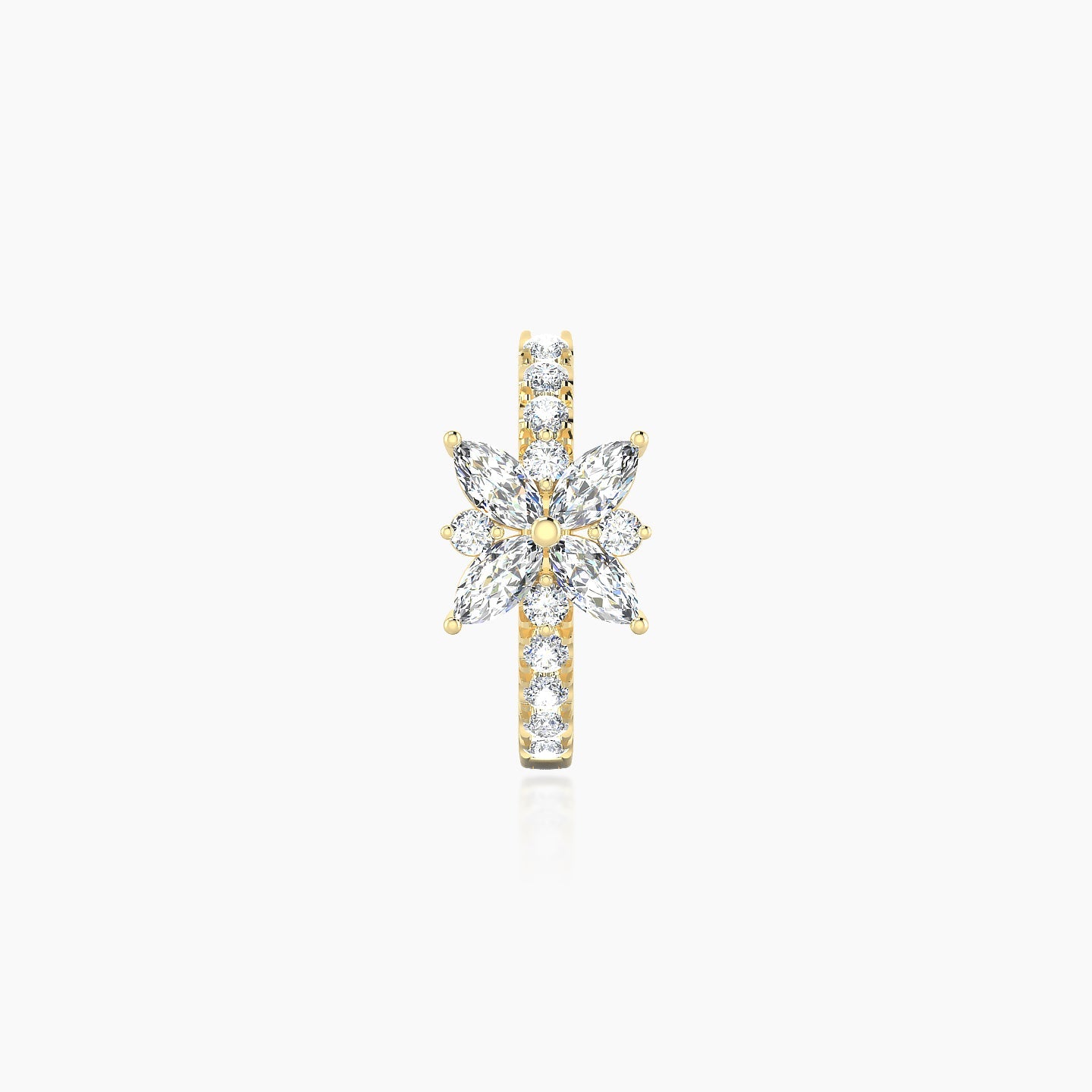 Aurore | 18k Yellow Gold 8 mm Flower Diamond Hoop Piercing
