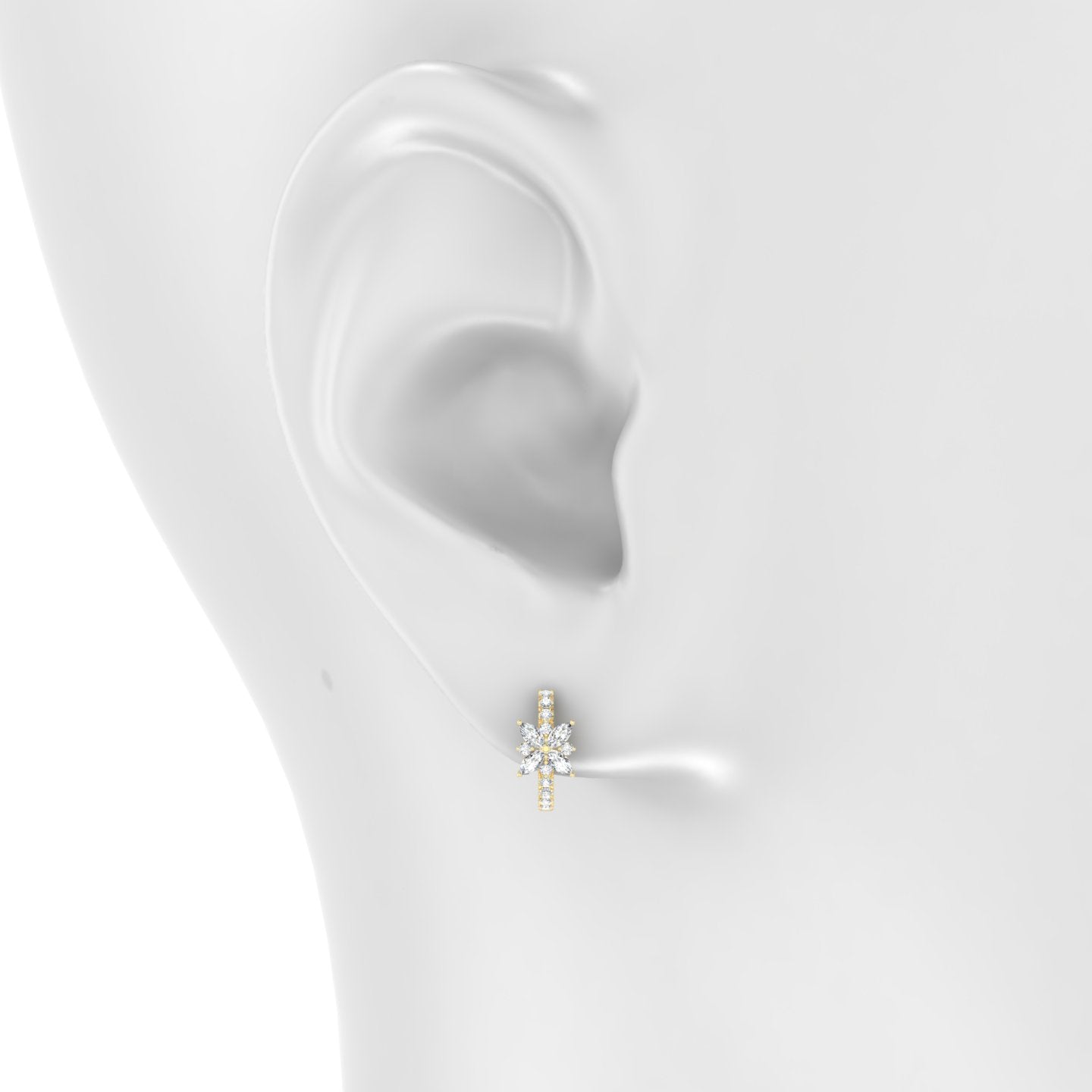 Aurore | 18k Yellow Gold 8 mm Flower Diamond Hoop Piercing