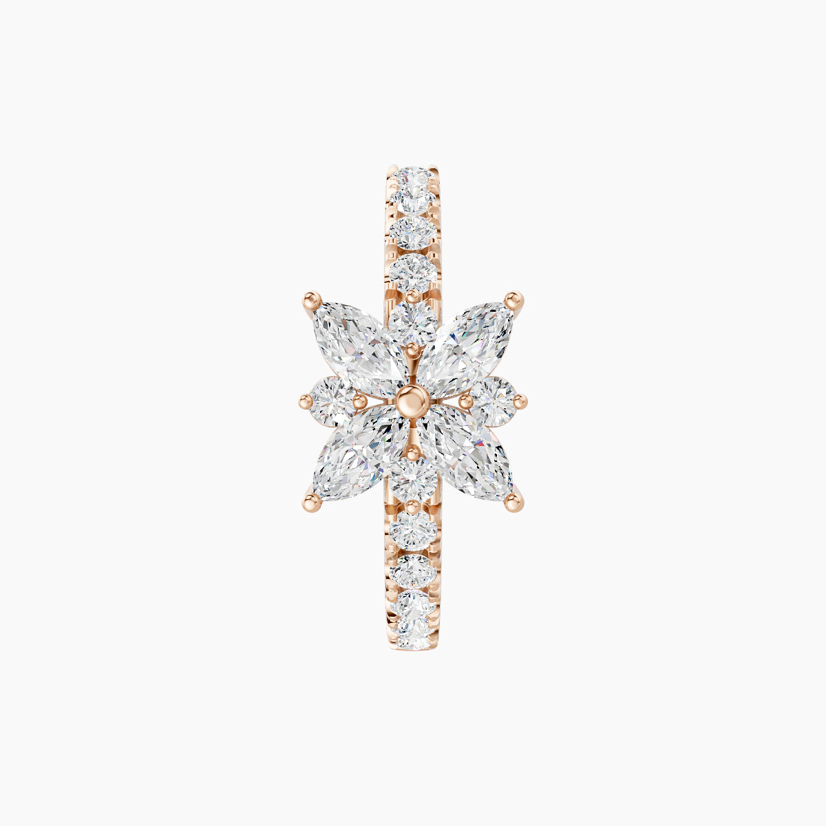 Aurore | 18k Rose Gold 9.5 mm Flower Diamond Hoop Piercing