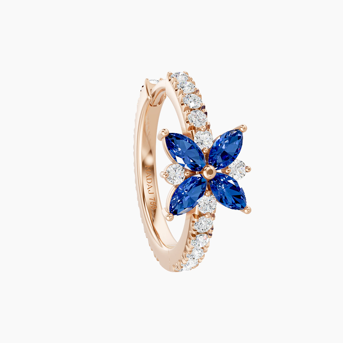 Aurore | 18k Rose Gold 9.5 mm Flower Sapphire & Diamond Hoop Piercing