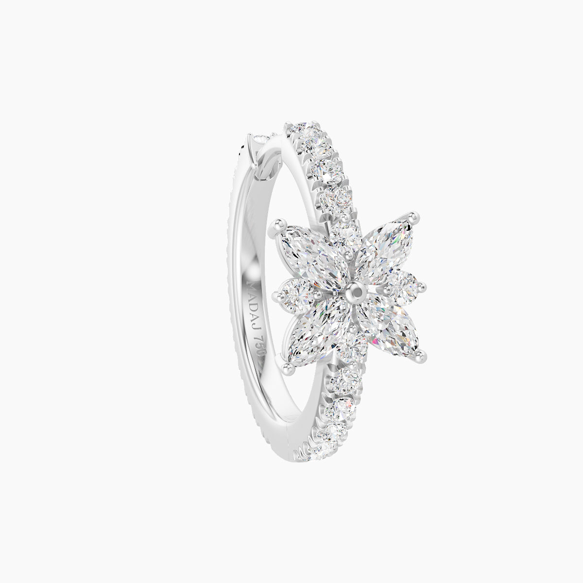 Aurore | 18k White Gold 9.5 mm Flower Diamond Hoop Piercing