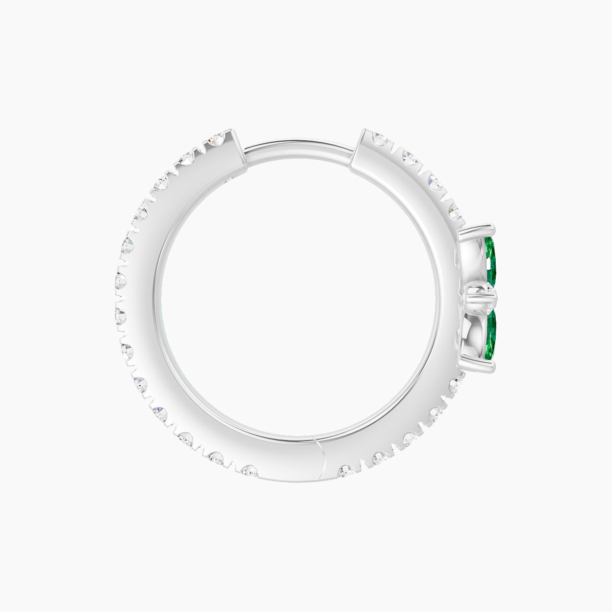 Aurore | 18k White Gold 9.5 mm Flower Emerald & Diamond Hoop Piercing