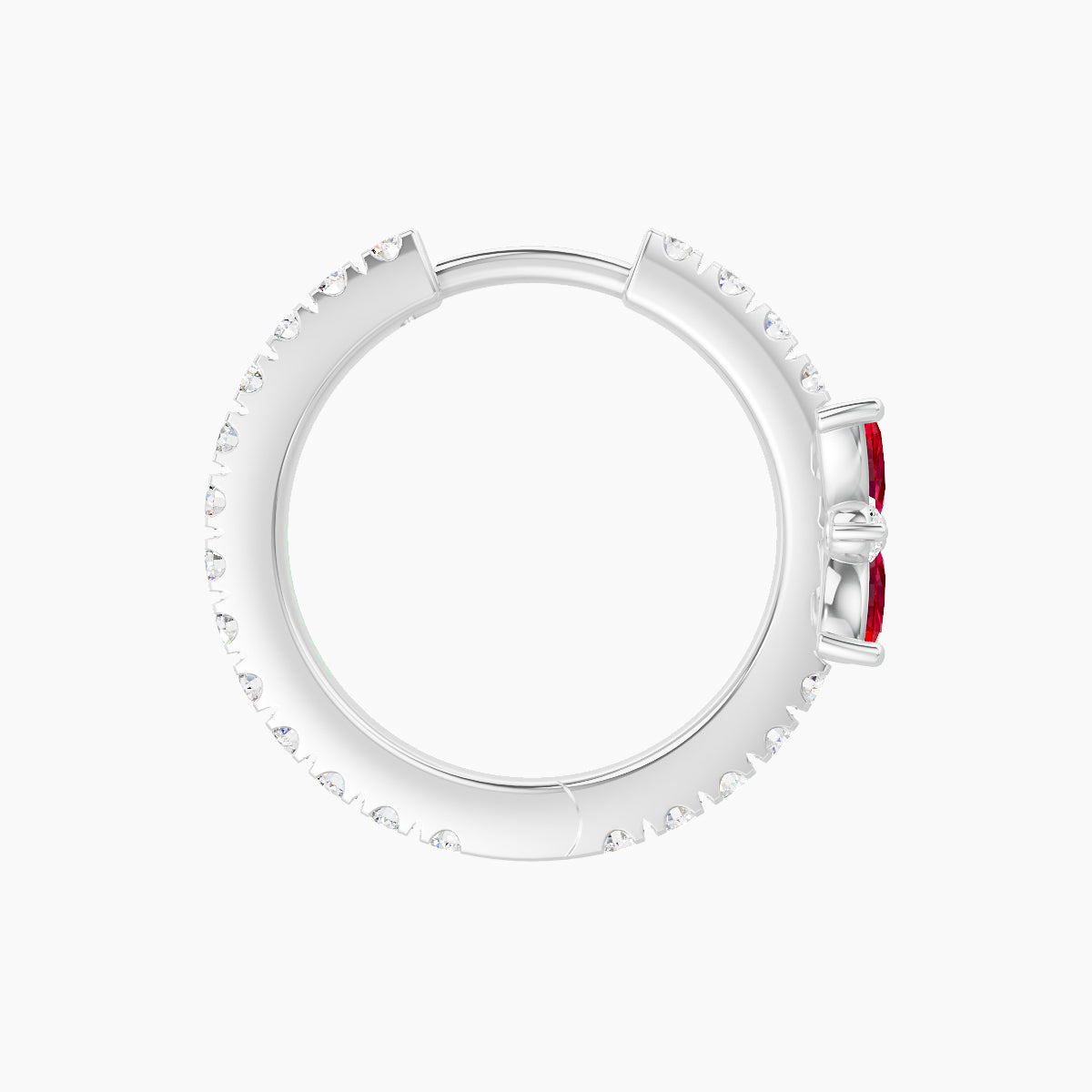 Aurore | 18k White Gold 9.5 mm Flower Ruby & Diamond Hoop Piercing