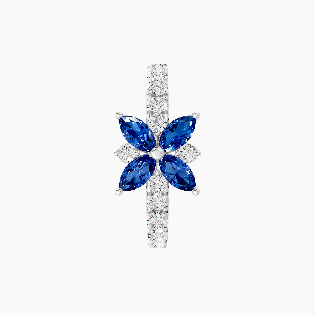 Aurore | 18k White Gold 9.5 mm Flower Sapphire & Diamond Hoop Piercing