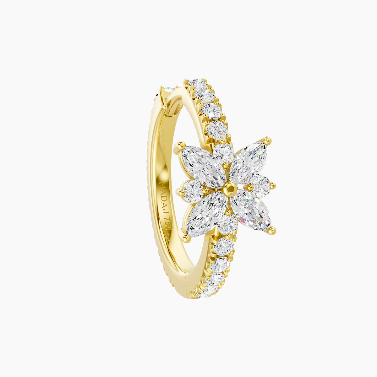 Aurore | 18k Yellow Gold 9.5 mm Flower Diamond Hoop Piercing