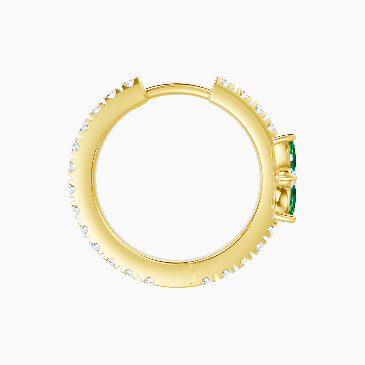 Aurore | 18k Yellow Gold 9.5 mm Flower Emerald & Diamond Hoop Piercing