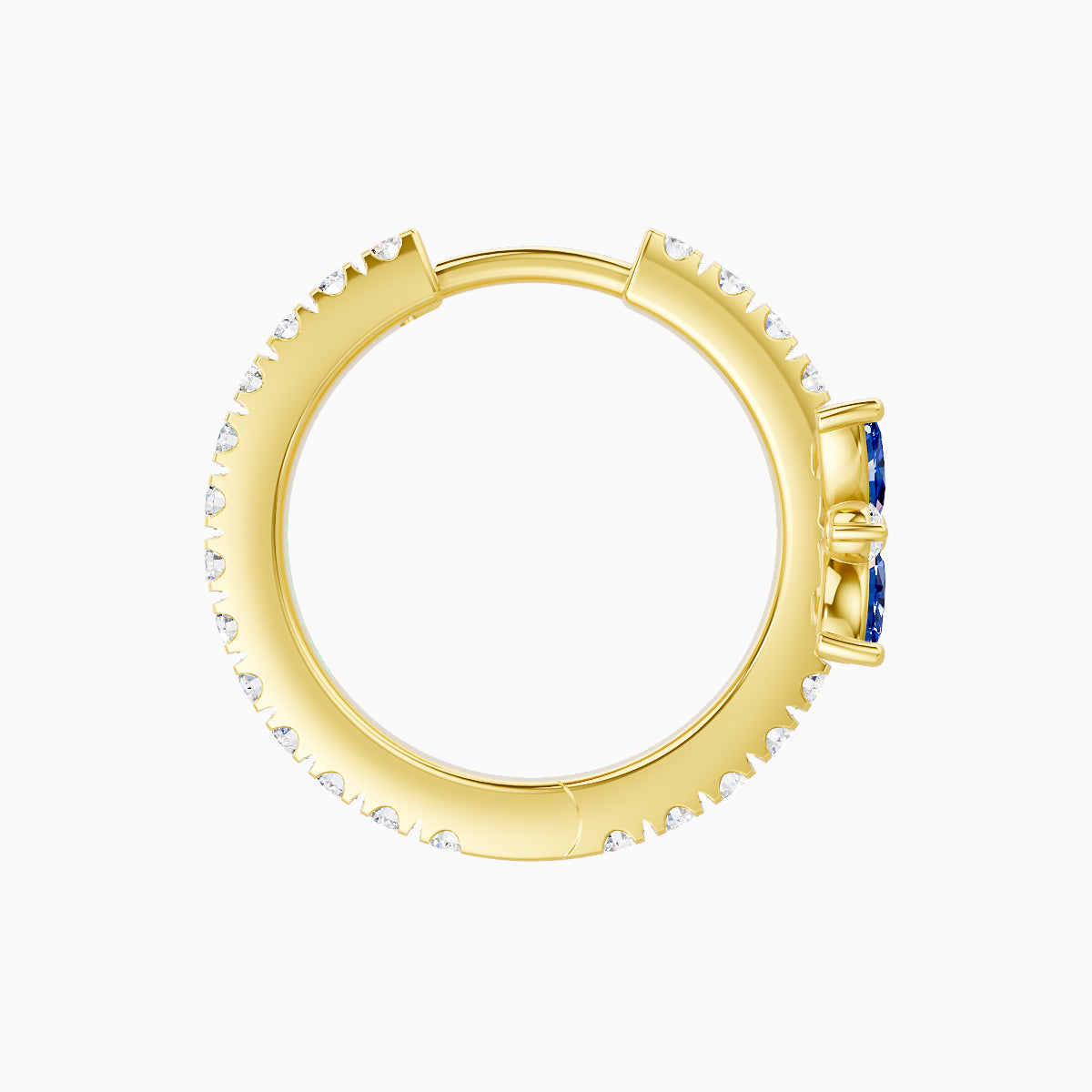 Aurore | 18k Yellow Gold 9.5 mm Flower Sapphire & Diamond Hoop Piercing