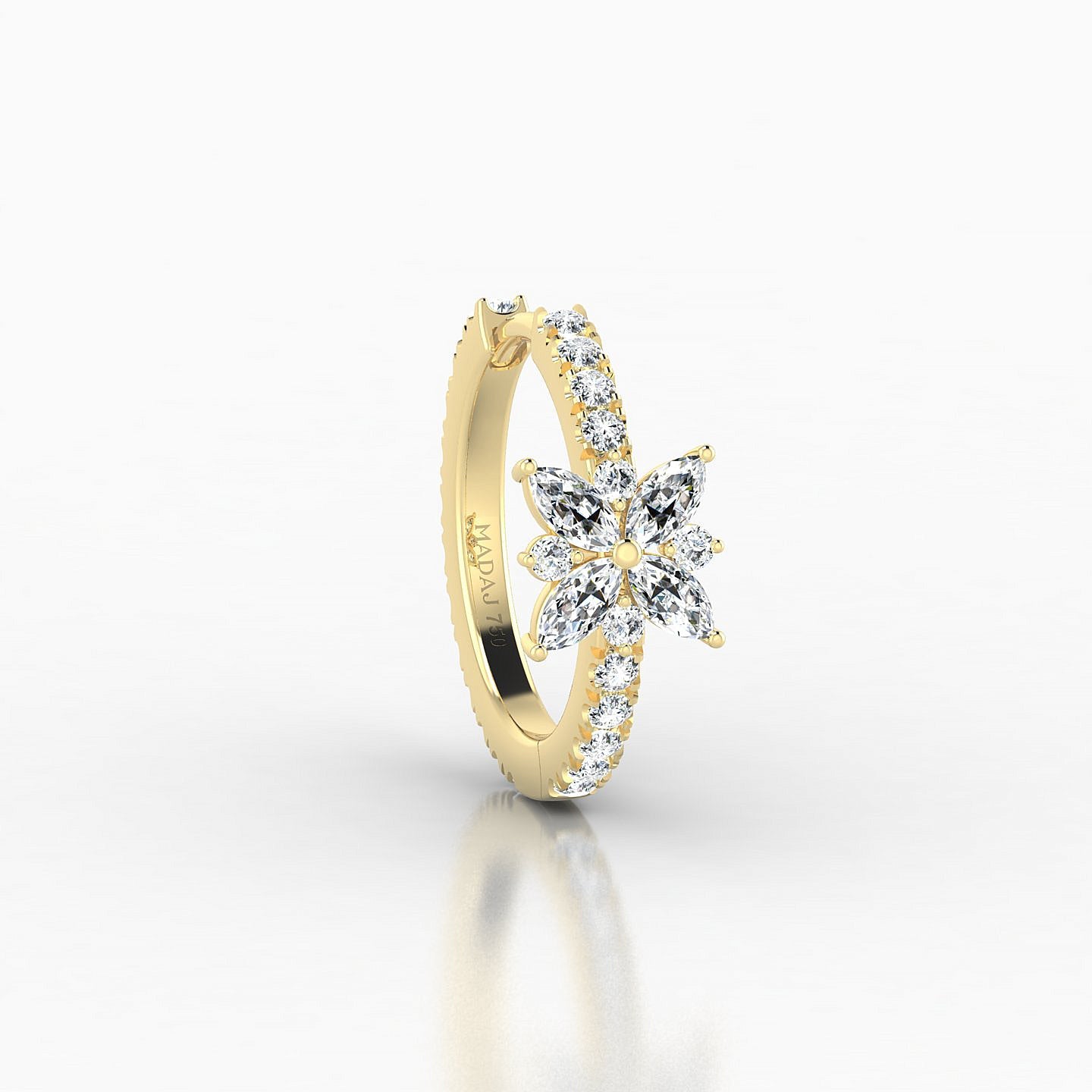 Aurore | 18k Yellow Gold 9.5 mm Flower Diamond Hoop Piercing