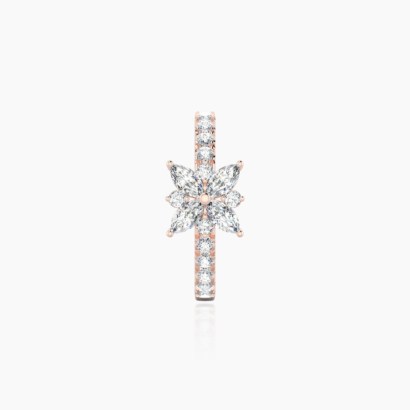 Aurore | 18k Rose Gold 9.5 mm Flower Diamond Hoop Piercing