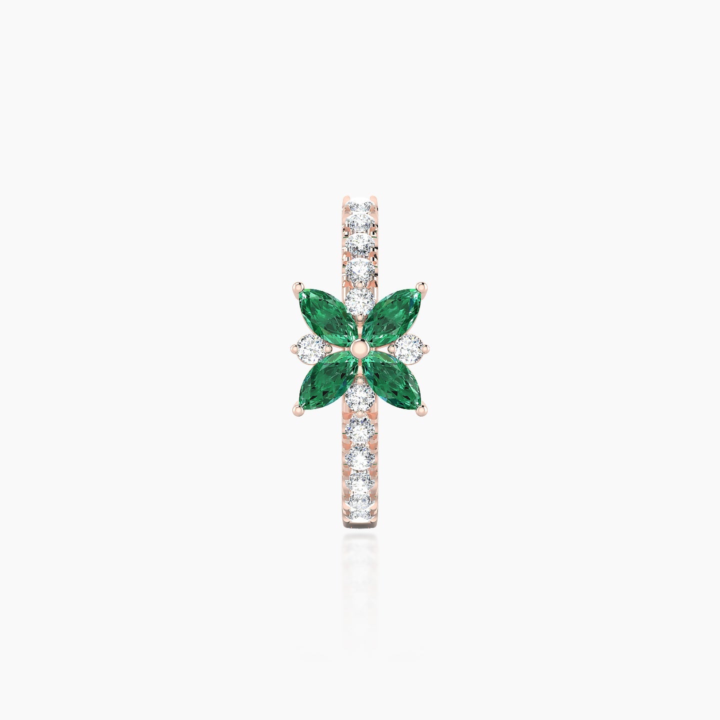 Aurore | 18k Rose Gold 9.5 mm Flower Emerald & Diamond Hoop Piercing