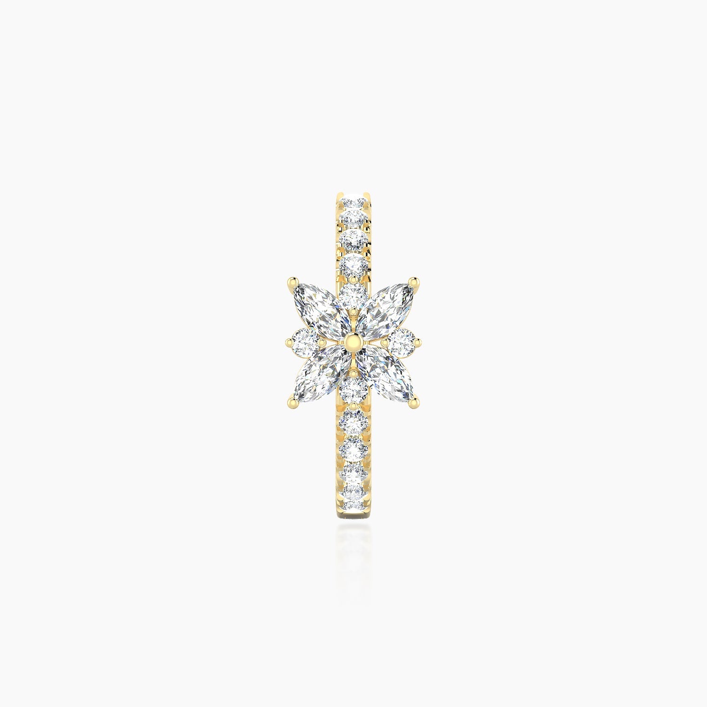 Aurore | 18k Yellow Gold 9.5 mm Flower Diamond Hoop Piercing