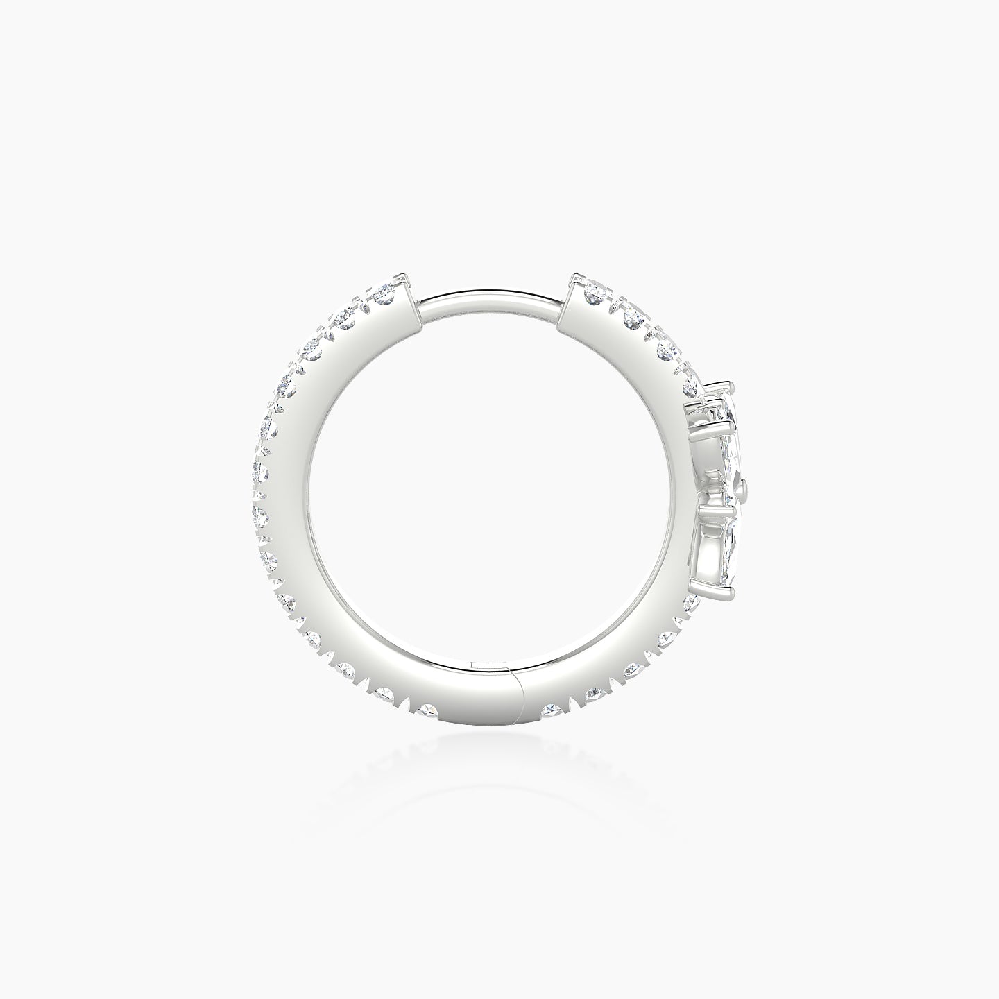 Aurore | 18k White Gold 9.5 mm Flower Diamond Hoop Piercing