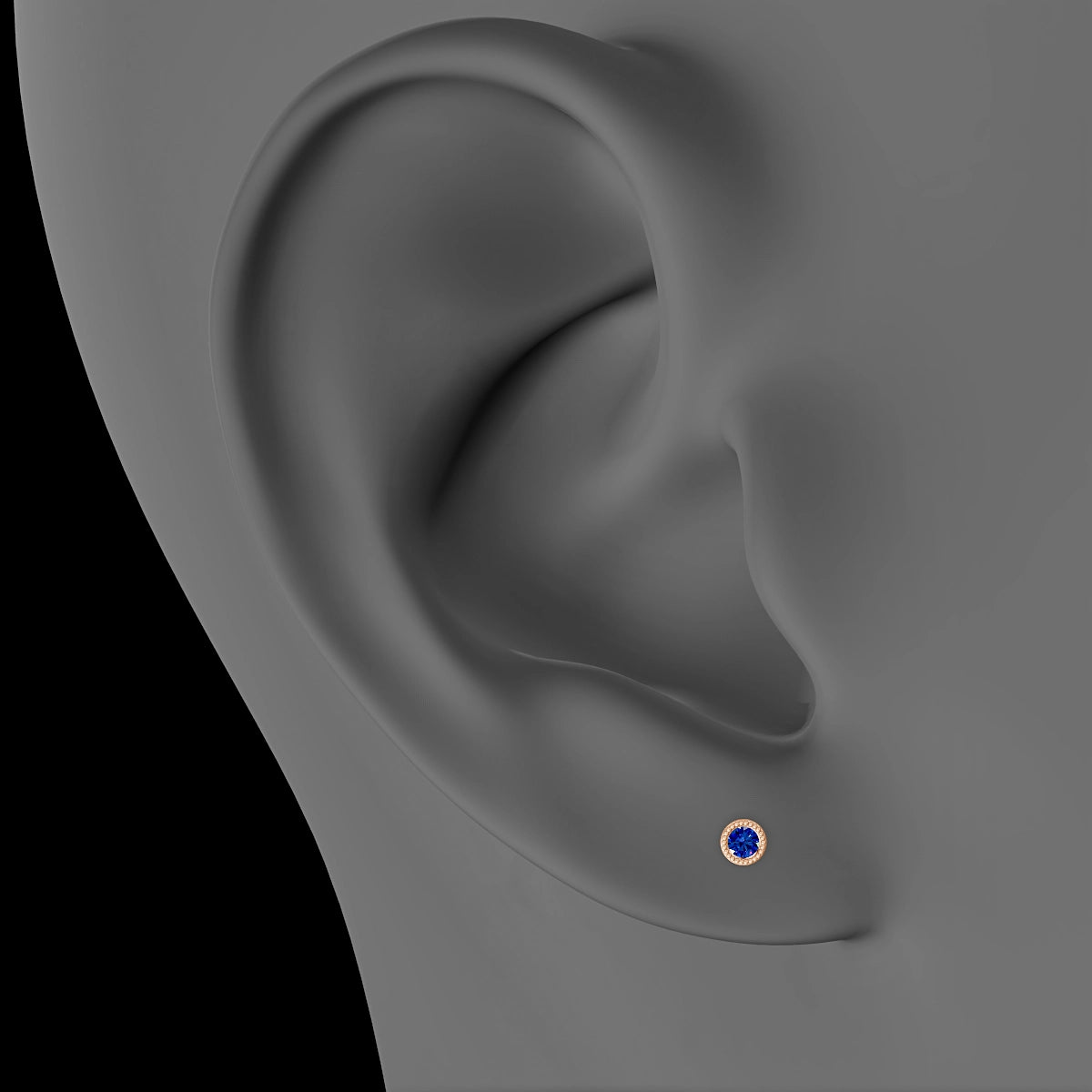 Aya | 18k Rose Gold 5 mm 3 mm Round Sapphire Piercing