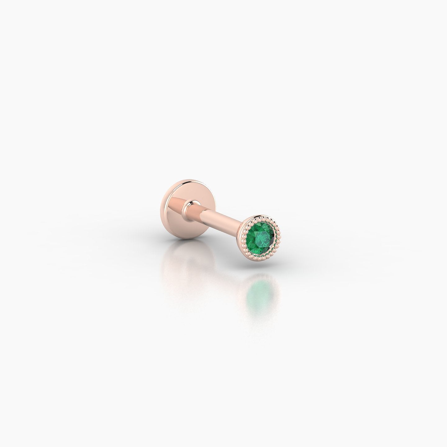 Aya | 18k Rose Gold 6.5 mm 3 mm Round Emerald Nose Piercing