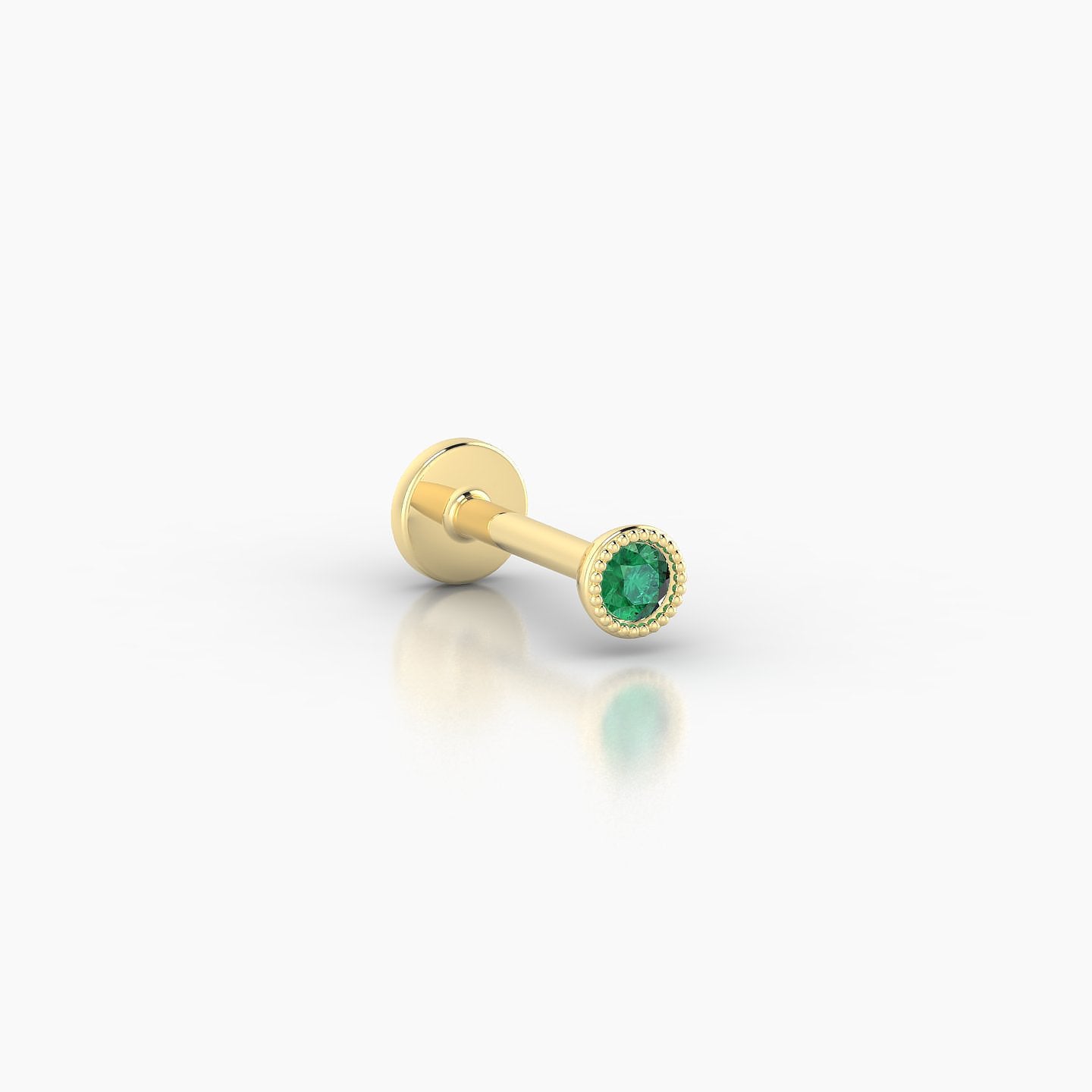 Aya | 18k Yellow Gold 6.5 mm 3 mm Round Emerald Nose Piercing