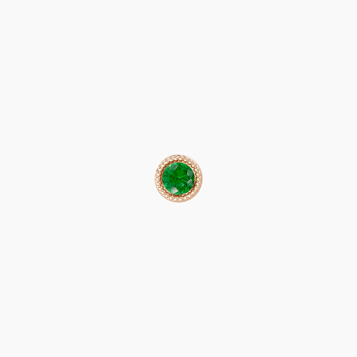 Aya | 18k Rose Gold 8 mm 3 mm Round Emerald Nose Piercing