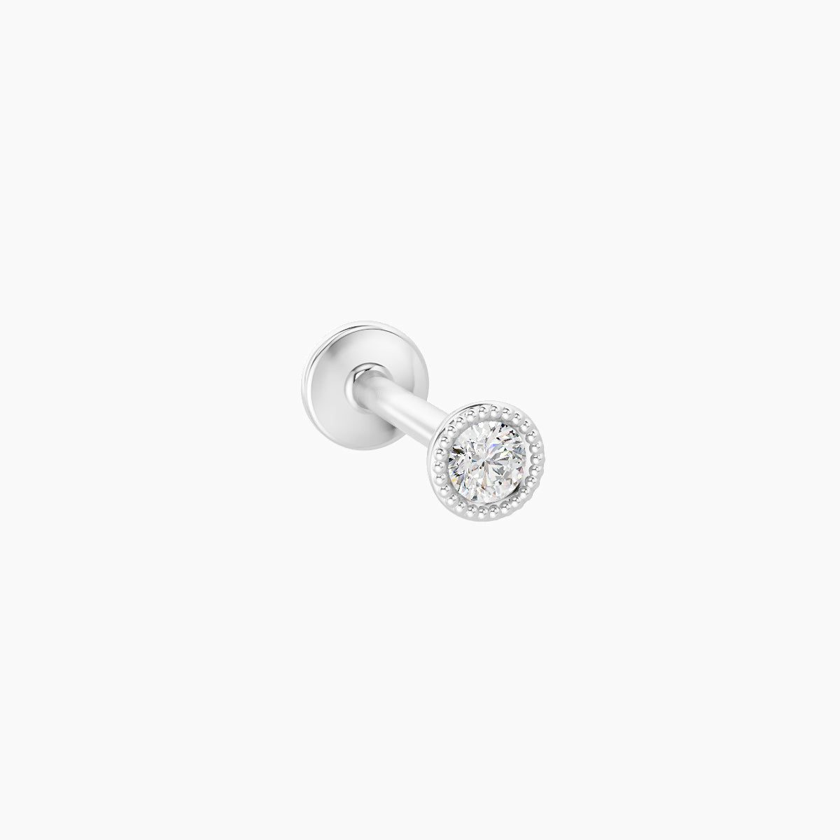 Aya | 18k White Gold 3 mm 8 mm Round Diamond Nose Piercing