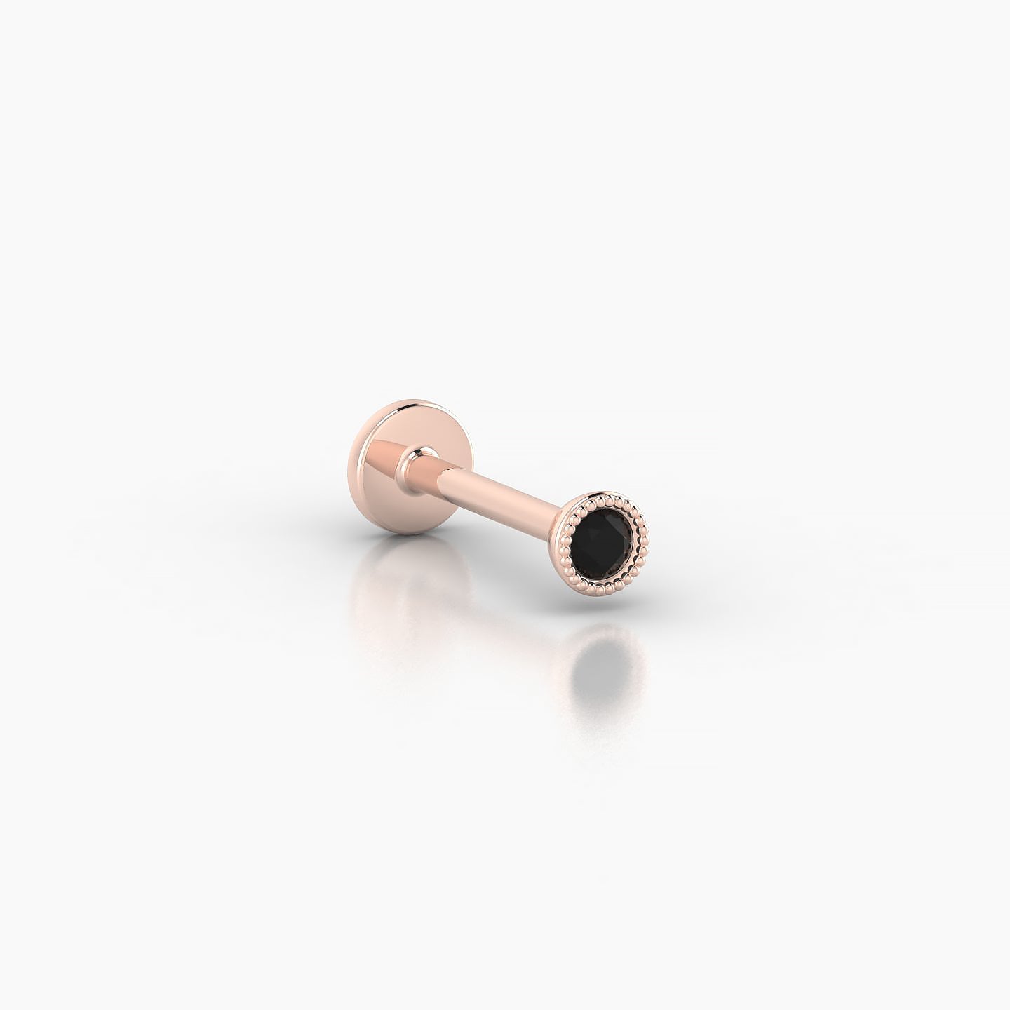 Aya | 18k Rose Gold 8 mm 3 mm Round Black Diamond Nose Piercing