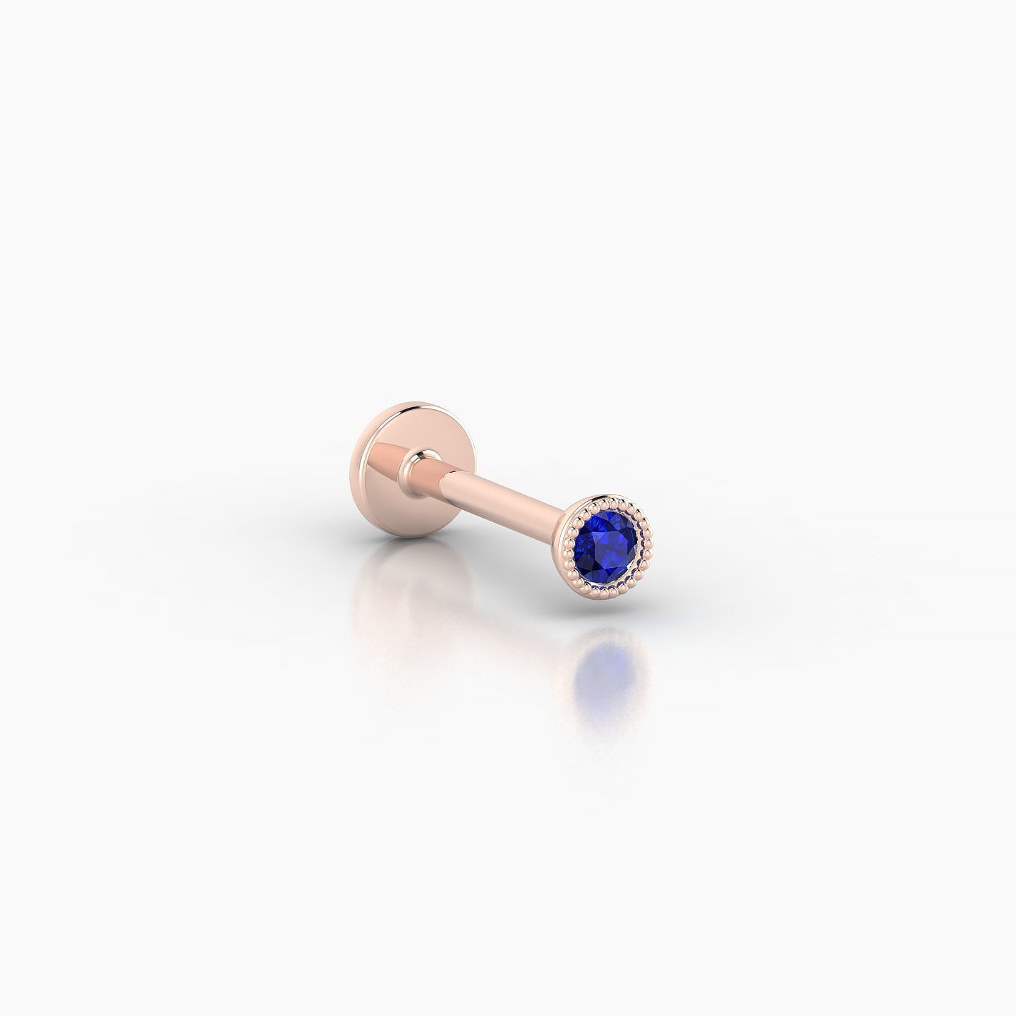 Aya | 18k Rose Gold 8 mm 3 mm Round Sapphire Nose Piercing