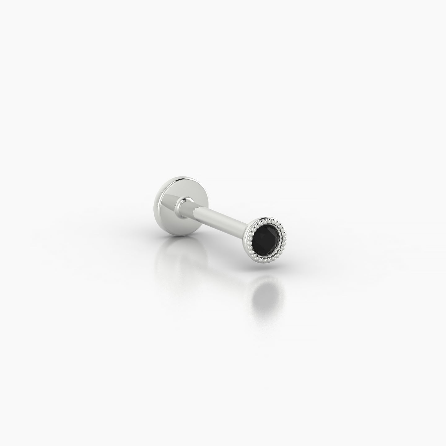 Aya | 18k White Gold 8 mm 3 mm Round Black Diamond Nose Piercing