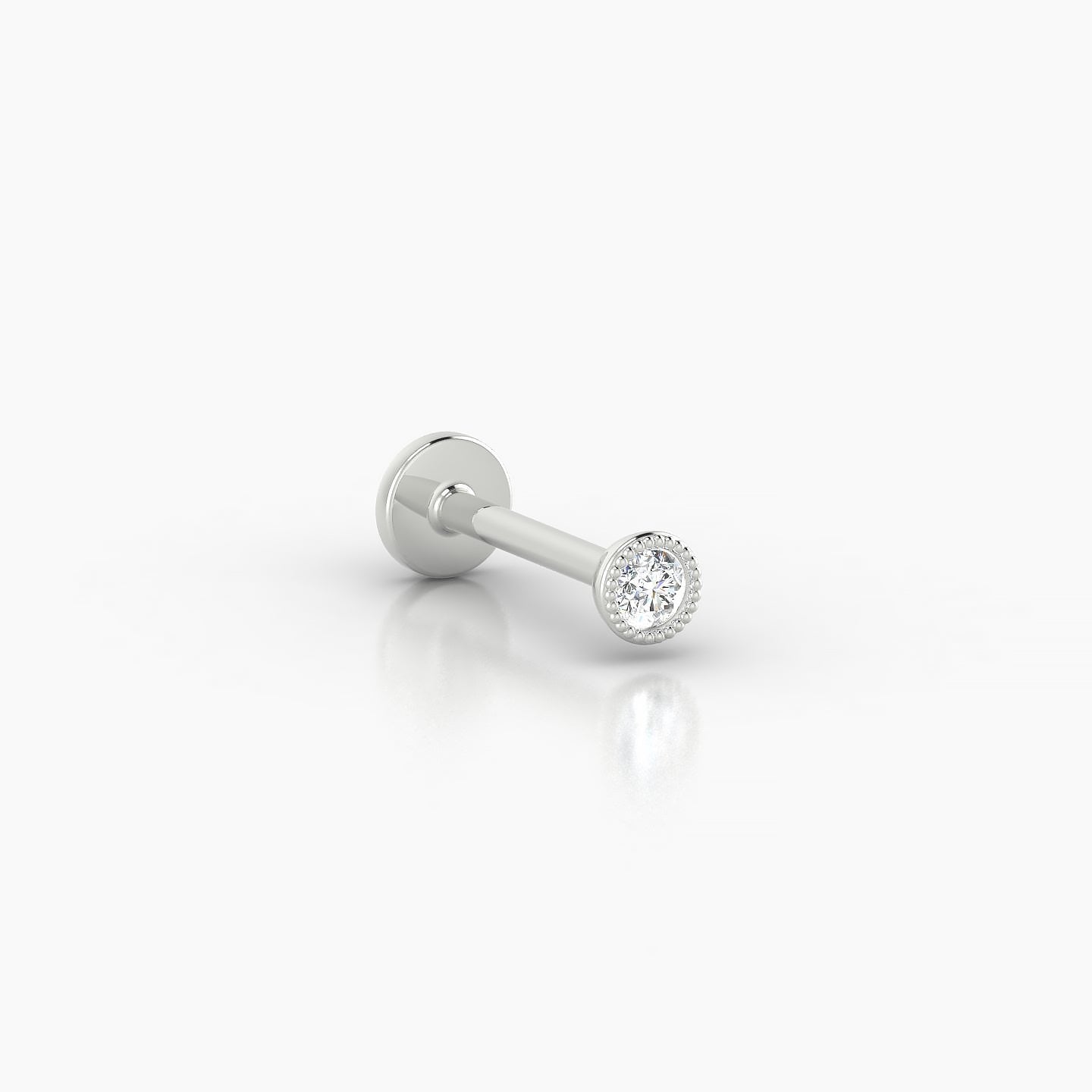 Aya | 18k White Gold 3 mm 8 mm Round Diamond Nose Piercing