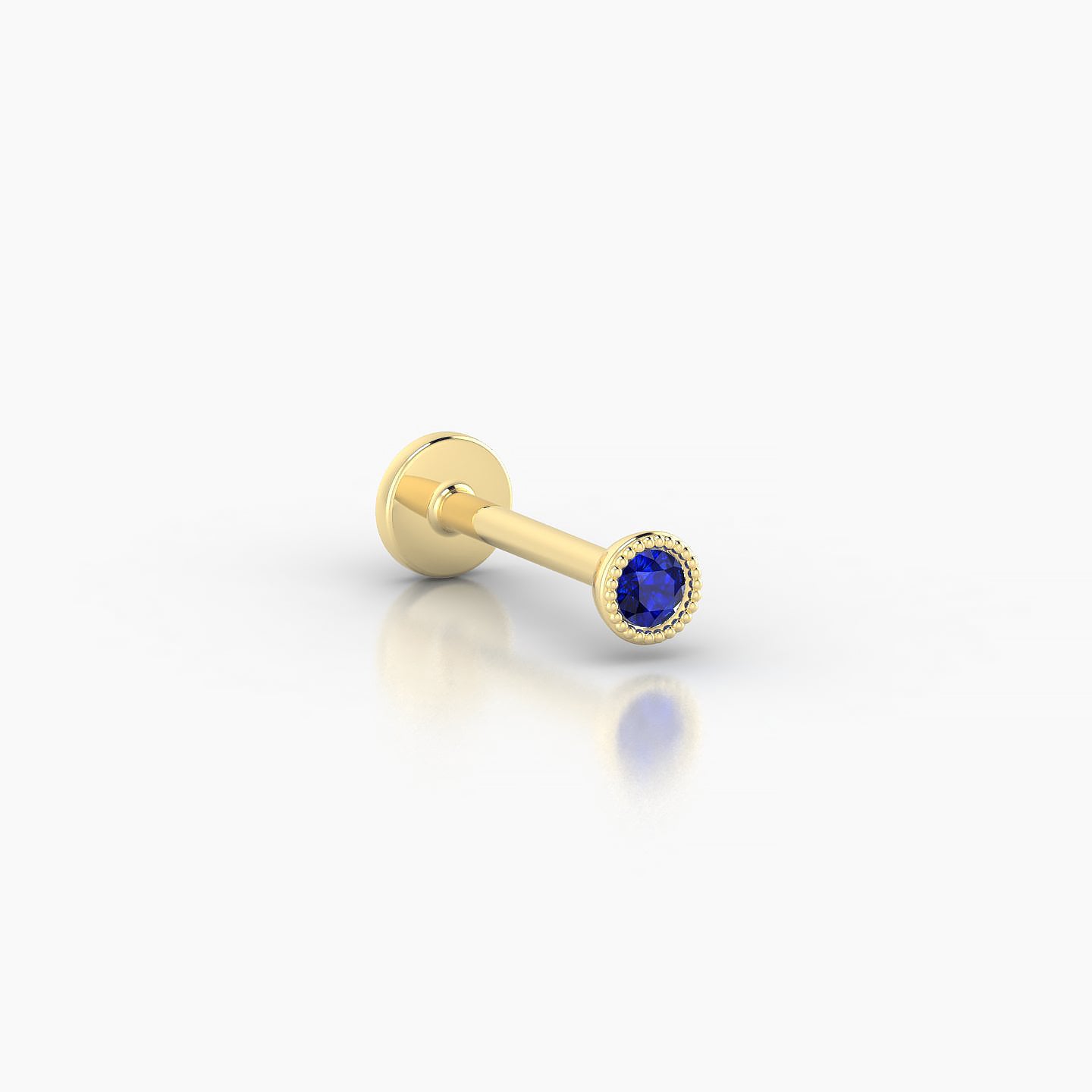 Aya | 18k Yellow Gold 8 mm 3 mm Round Sapphire Nose Piercing