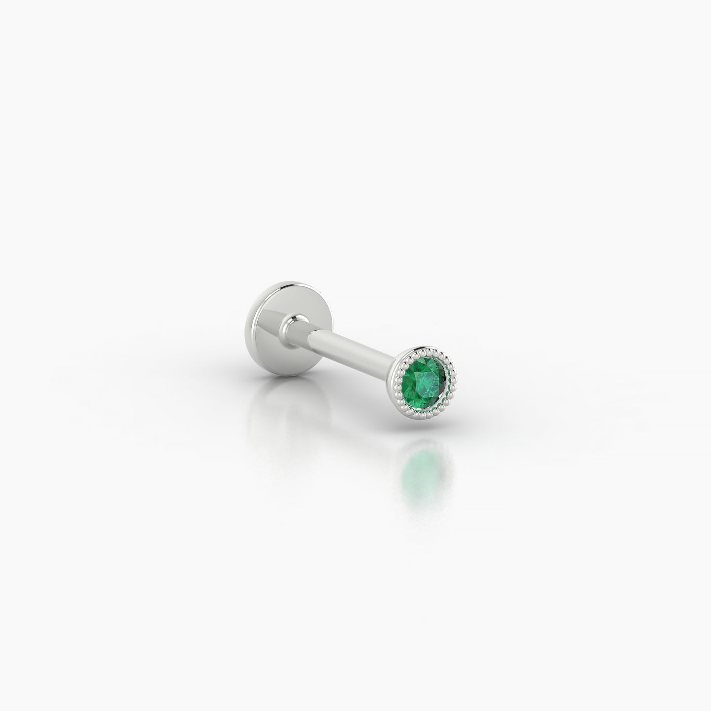 Aya | 18k White Gold 8 mm 3 mm Round Emerald Piercing