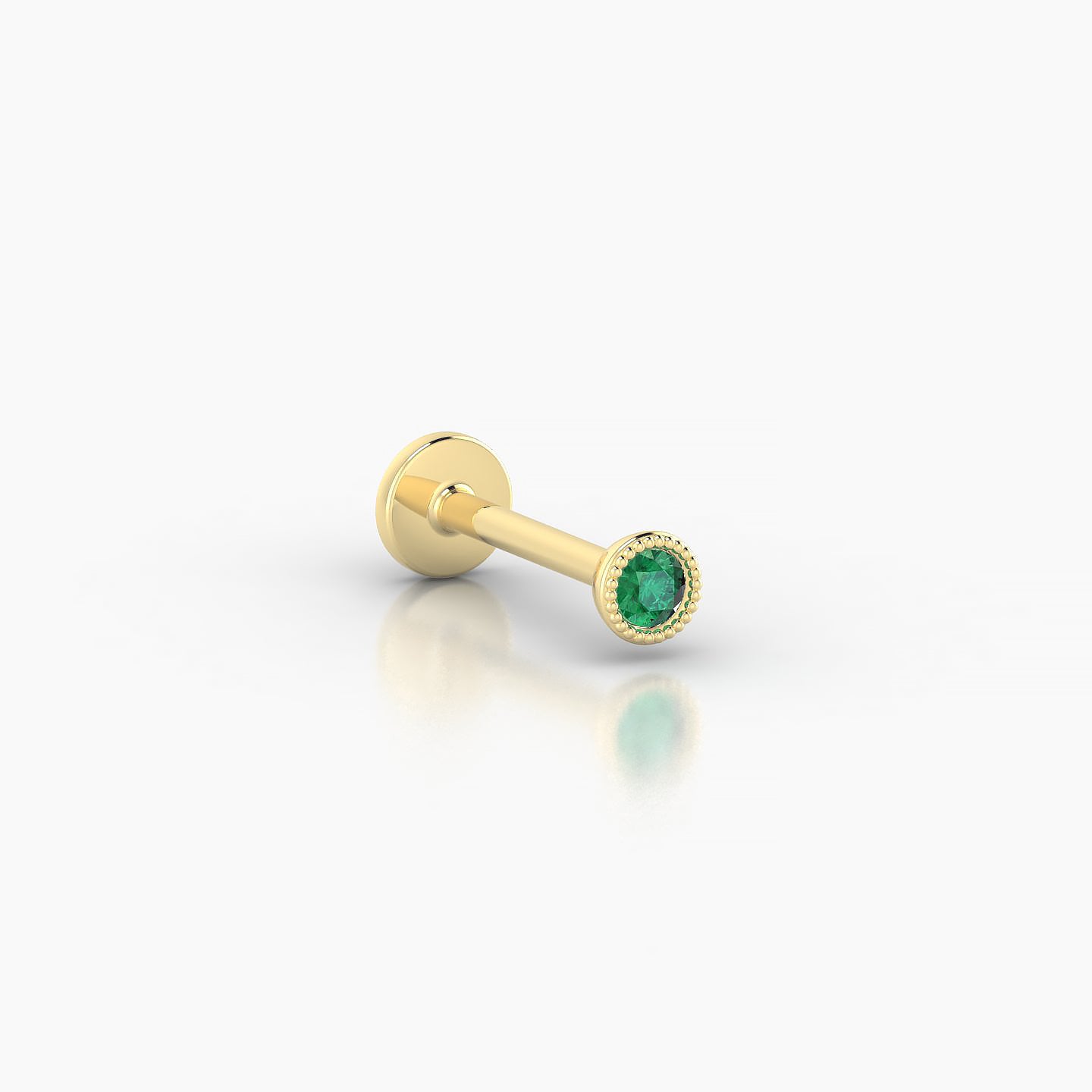 Aya | 18k Yellow Gold 8 mm 3 mm Round Emerald Piercing