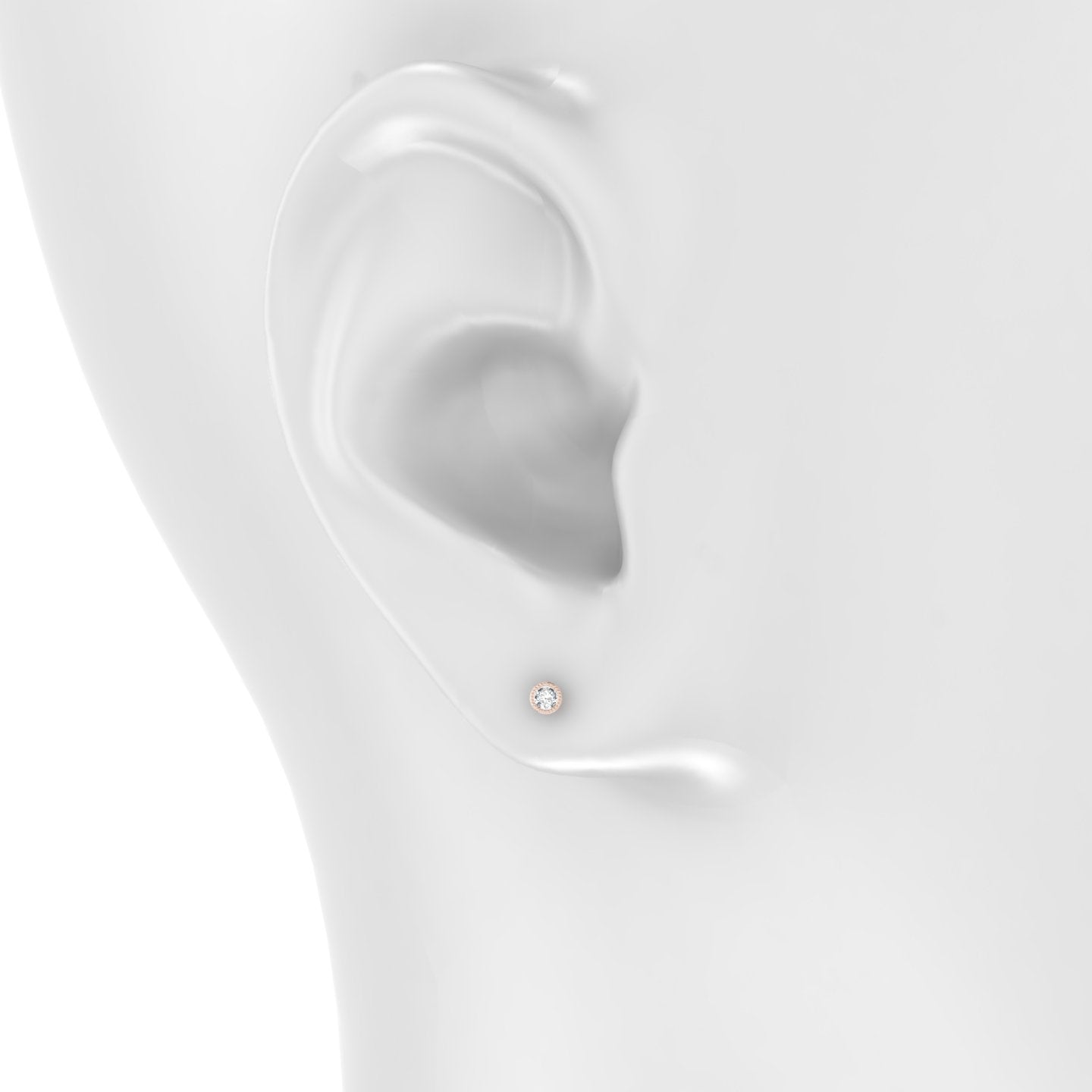 Aya | 18k Rose Gold 3 mm Round Diamond Earring
