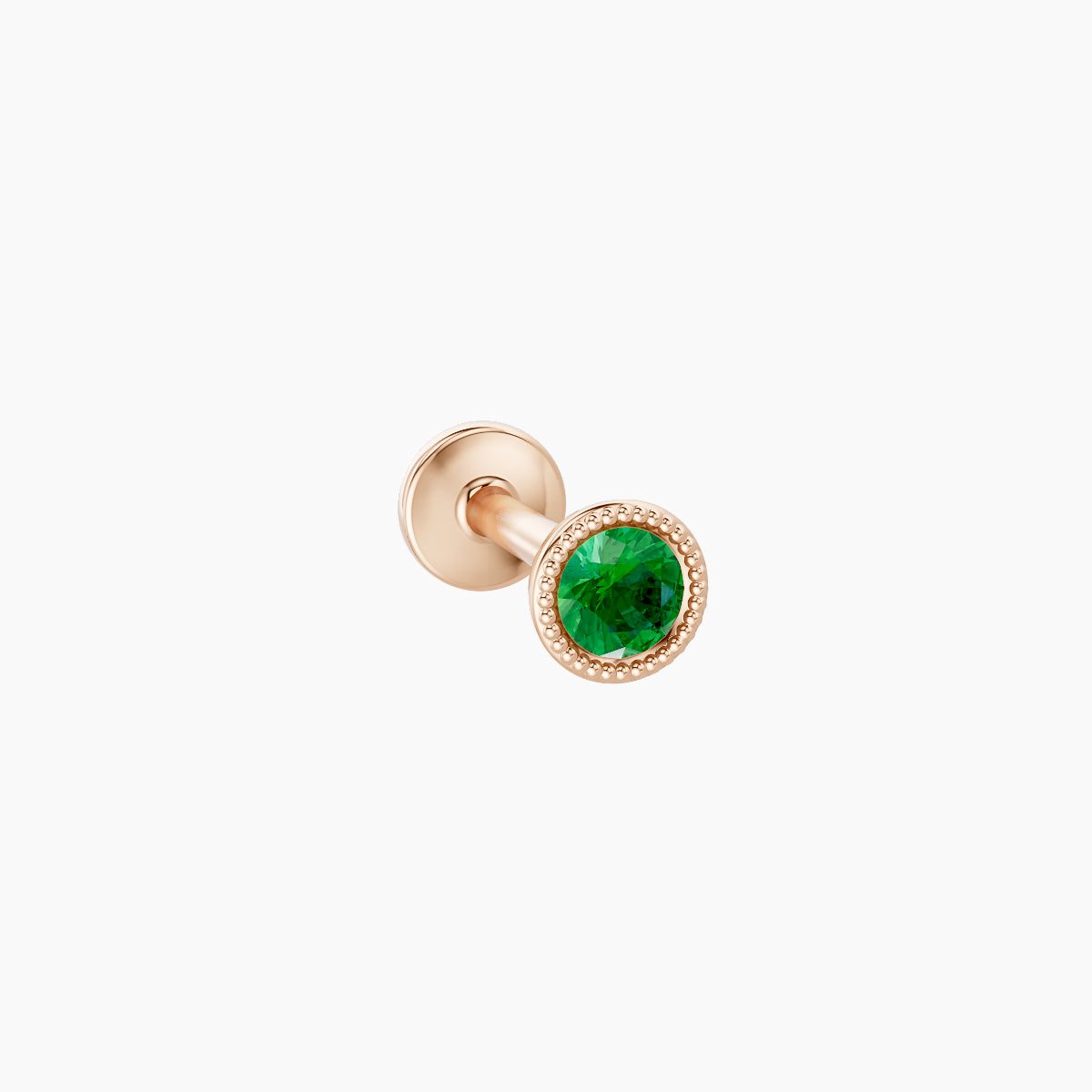 Aya | 18k Rose Gold 6.5 mm 3.5 mm Round Emerald Nose Piercing