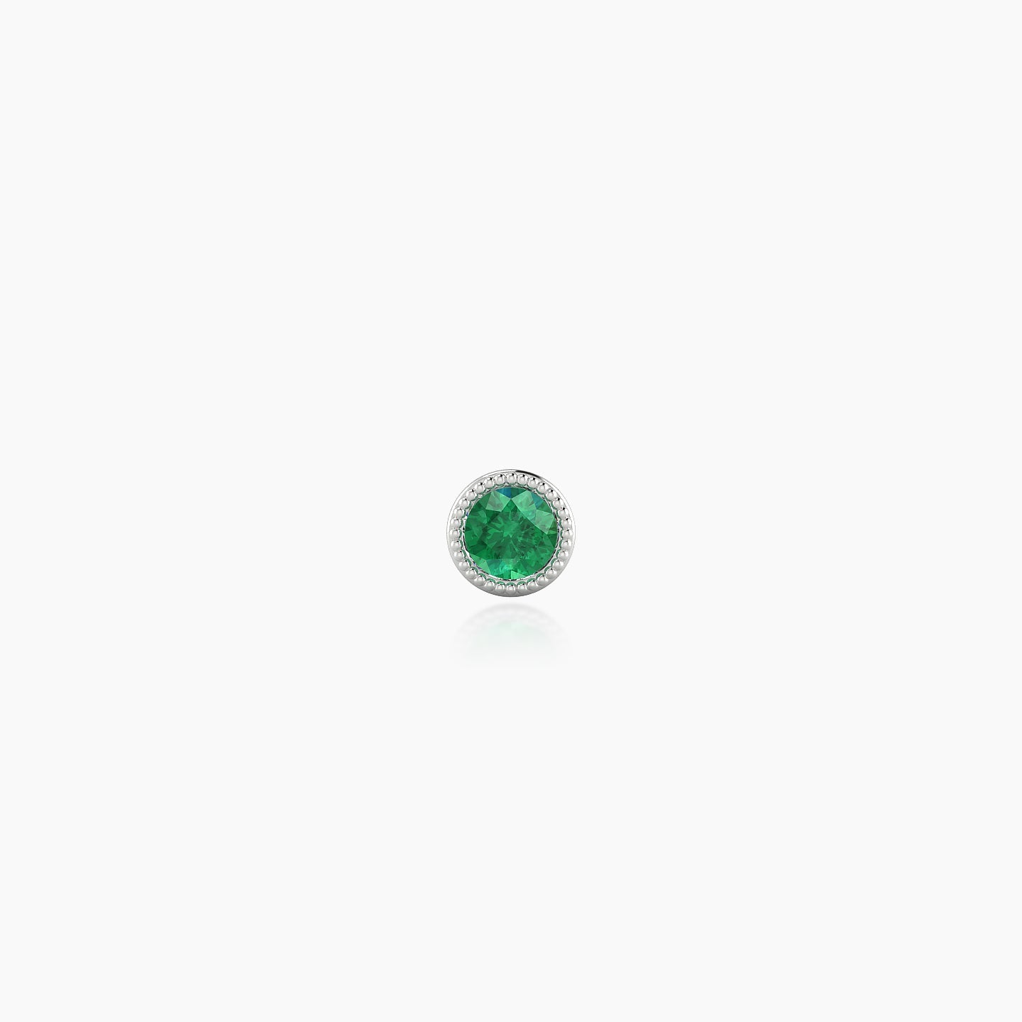 Aya | 18k White Gold 6.5 mm 3.5 mm Round Emerald Nose Piercing