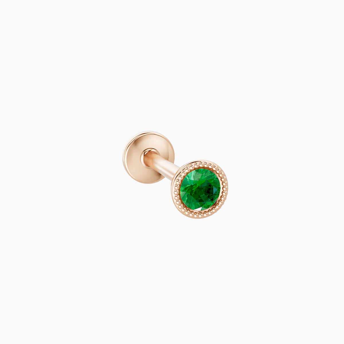 Aya | 18k Rose Gold 8 mm 3.5 mm Round Emerald Nose Piercing