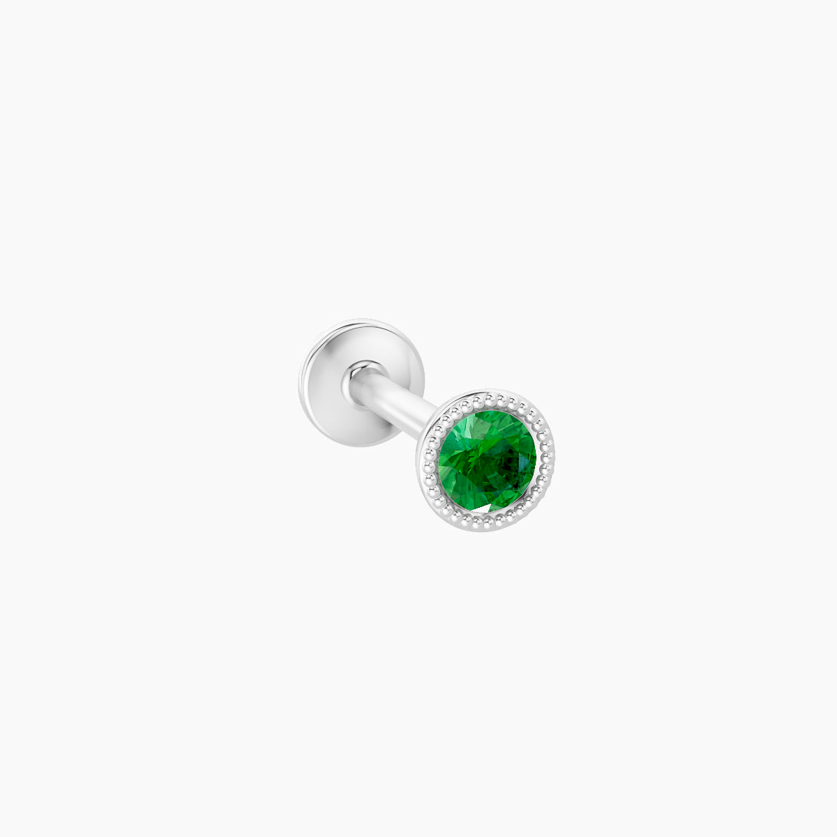 Aya | 18k White Gold 8 mm 3.5 mm Round Emerald Nose Piercing