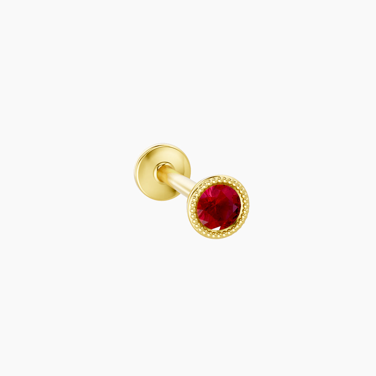 Aya | 18k Yellow Gold 8 mm 3.5 mm Round Ruby Nose Piercing