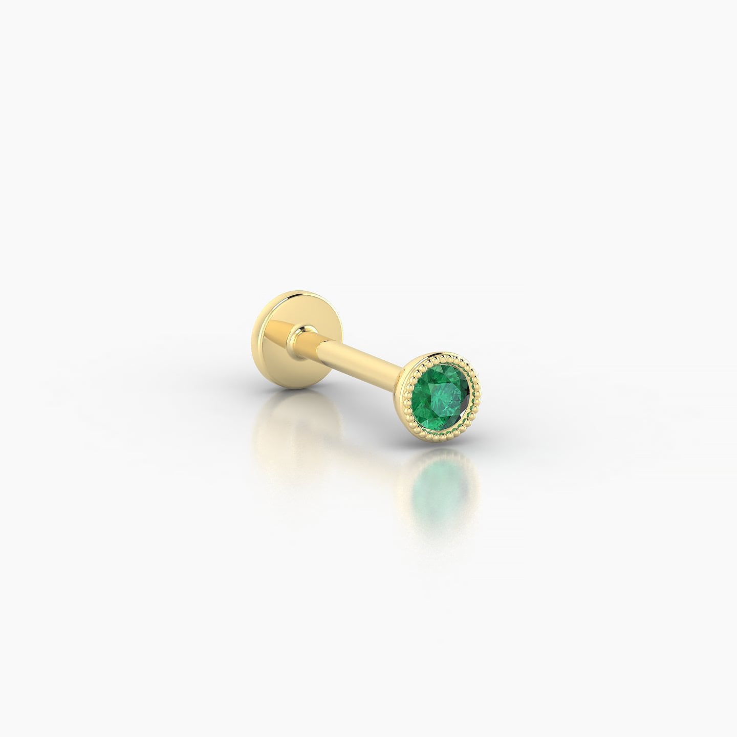 Aya | 18k Yellow Gold 8 mm 3.5 mm Round Emerald Nose Piercing